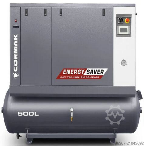 Schraubenkompressor mit Trockner und 500-Liter-Tank CORMAK LUFT 700 VSD+PM COMPACT/ 500l tank
