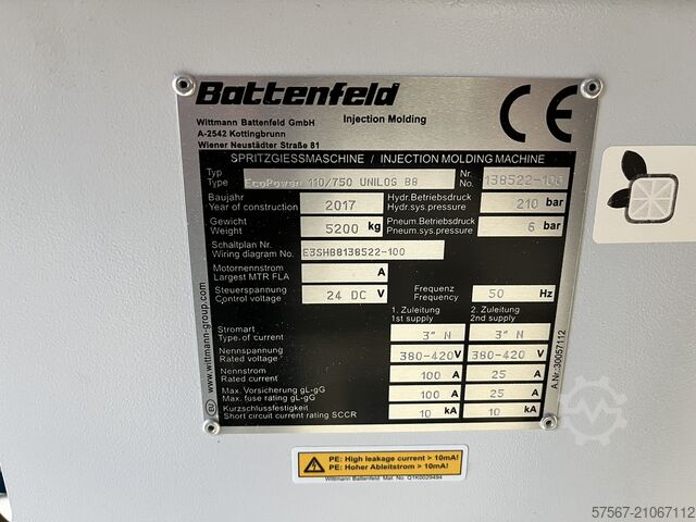 Kunststoff-Spritzgießmaschine Wittmann Battenfeld EcoPower 110/750 Unilog B8