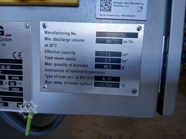Recirculating air oven/chamber oven 250°C oven Eliog Lacktrockner 250°C KUV 250/15-10-10 nach DIN 1539