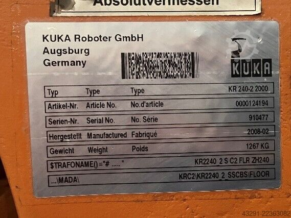 Industrial robot KUKA KR240-2 2000 Seriennr. 910477