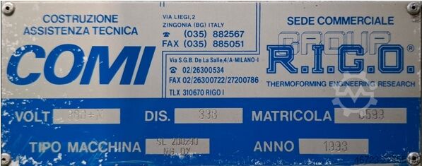 Thermoformmaschine COMI SL200x90 NG DX