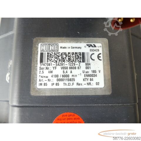 Control unit KUKA 1FK7081-5AZ91-1ZZ9-Z S04 Servomotor SN: YFV050660867001