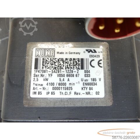 Control unit KUKA 1FK7081-5AZ91-1ZZ9-Z S04 Servomotor SN: YFV050660867033