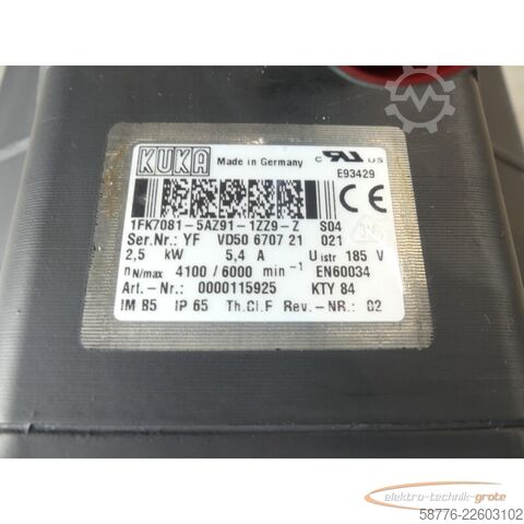 Steuerung KUKA 1FK7081-5AZ91-1ZZ9-Z S04 Servomotor SN: YFVD50670721021