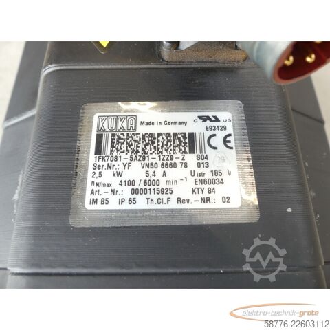 Control unit KUKA 1FK7081-5AZ91-1ZZ9-Z S04 Servomotor SN: YFVN50666078013