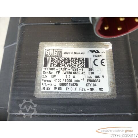 Control unit KUKA 1FK7081-5AZ91-1ZZ9-Z S04 Servomotor SN: YFW150668242010