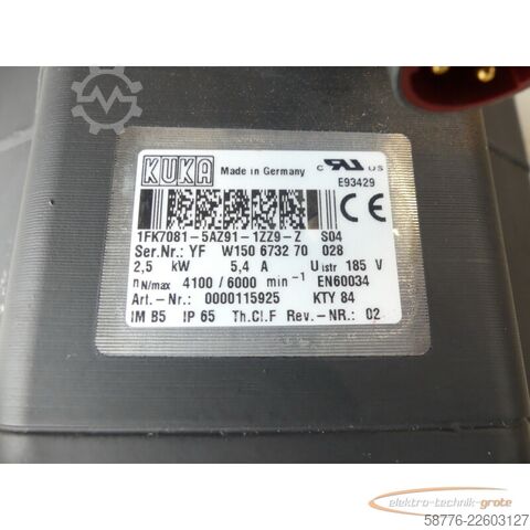 Control unit KUKA 1FK7081-5AZ91-1ZZ9-Z S04 Servomotor SN: YFW150673270028