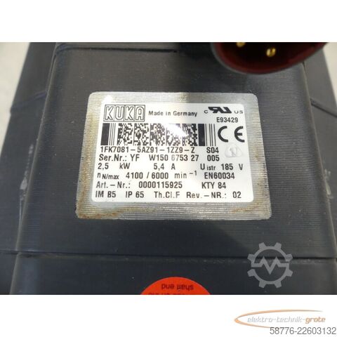 Control unit KUKA 1FK7081-5AZ91-1ZZ9-Z S04 Servomotor SN: YFW150675327005