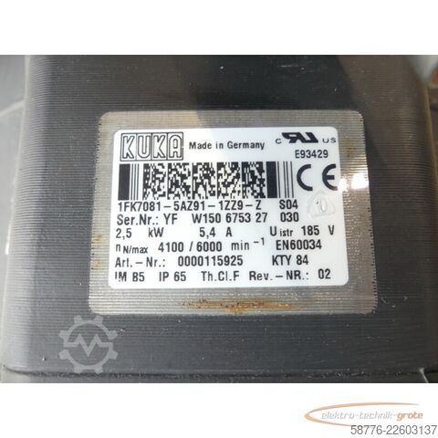 Control unit KUKA 1FK7081-5AZ91-1ZZ9-Z S04 Servomotor SN: YFW150675327030