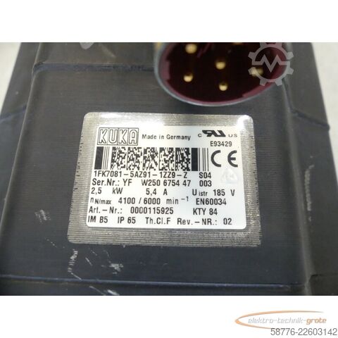 Control unit KUKA 1FK7081-5AZ91-1ZZ9-Z S04 Servomotor SN: YFW250675447003