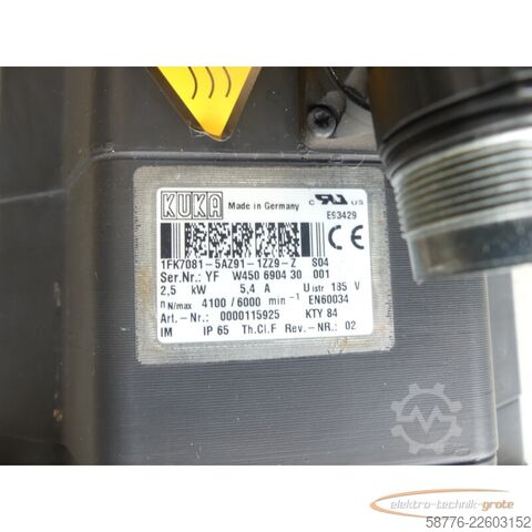 Control unit KUKA 1FK7081-5AZ91-1ZZ9-Z S04 Servomotor SN: YFW450690430001