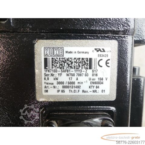 Control unit KUKA 1FK7103-5AF81-1YY3-Z S17 Servomotor SN: YFW750709703016