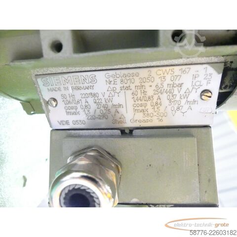 Control unit Siemens 1GG5164-0KF40-6HU1 - Z mit 2CW5167-1 Gebläse und GT 9.06L / 420K Tacho