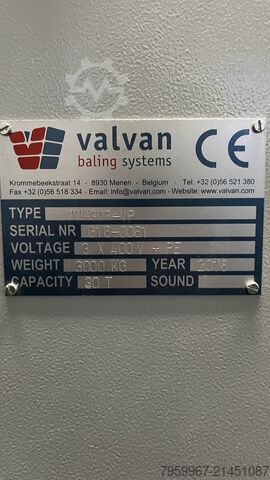 Valvan VH30R Textile Baler Baling Press Valvan WH30R-VP