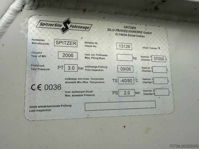Silo semitrailer SPITZER SF2737/2P/Zementsilo/37m³/Luft-Lift/Alu/3-Achsen
