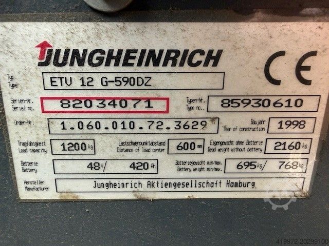 Reach Truck Jungheinrich ETV 12