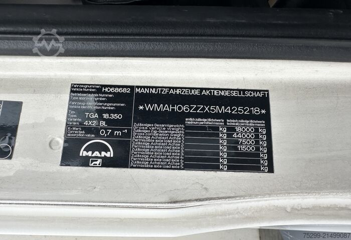 Kühlkoffer-LKW MAN TGA 18.350 4x2 KK mit HB und Rolltor