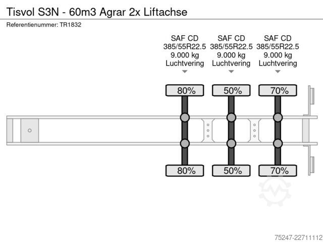 Tipper Tisvol Agrar 60m3 Alu 2x Liftachse