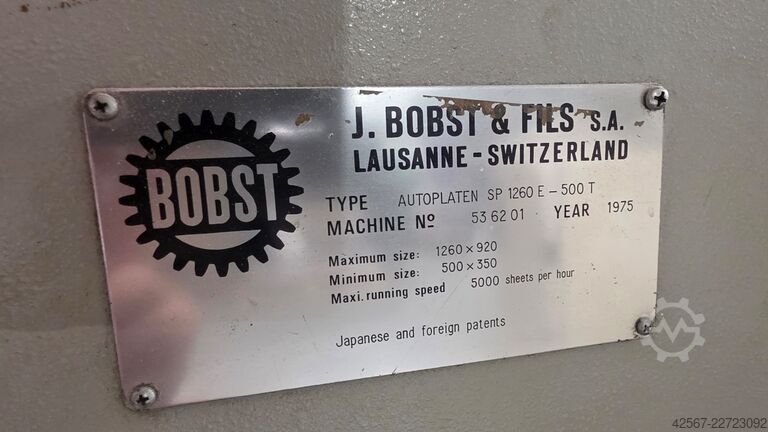 Buchdruckmaschine Bobst Autoplaten SP 1260E ht foil 