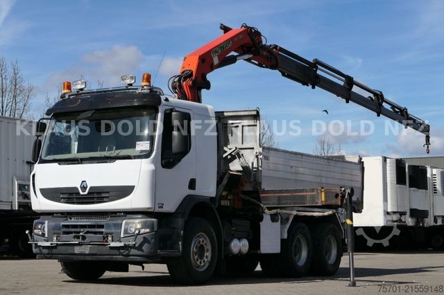 Three-sided tipper truck RENAULT Lander 410 Kipper Kran Palfinger Funk Retarder