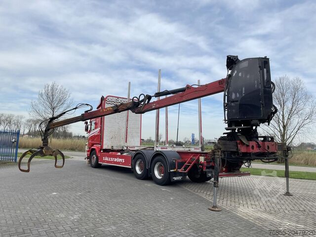 Log transporter Scania R730 Woodtransport / 6x4 / Hiab Crane / Retarde...
