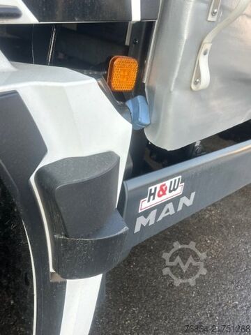 Flatbed truck with tarp MAN TGX 26.480 6X2, PRITSCHE-PLANE JUMBO-ZUG, H&W TANDEM