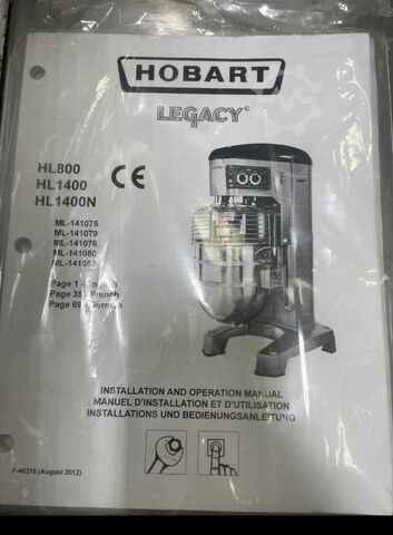 140 quart bakery mixer with jacketed bowl. HOBART Legacy 1400
