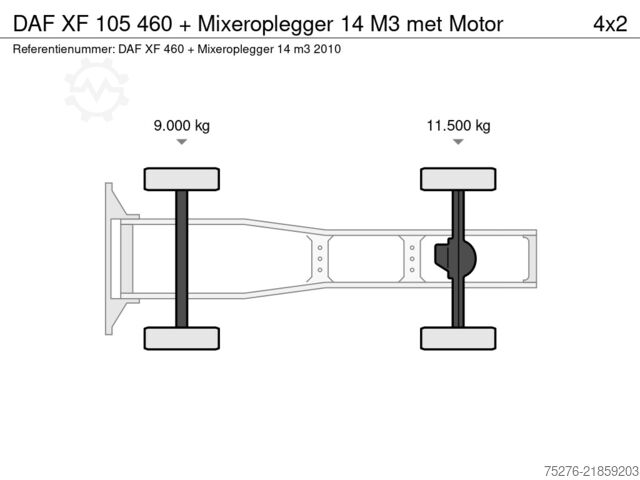 Standard-SZM DAF XF 105 460 + Mixeroplegger 14 M3 met Motor