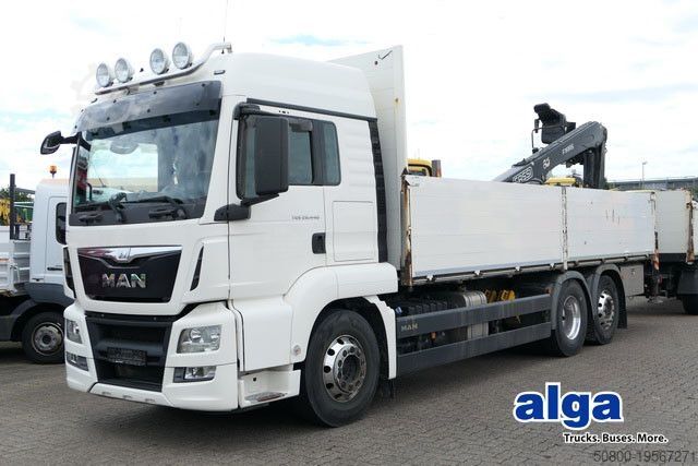 Flatbed truck MAN 26.440 TGS LL 6x2, Kran Fassi F195AS.22, AHK, AC