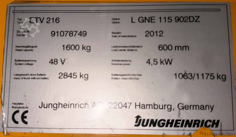 Reach trucks Jungheinrich ETV 216 - Service Neu - 6.566 Std.- 9,02m Hub -Batterie 80%