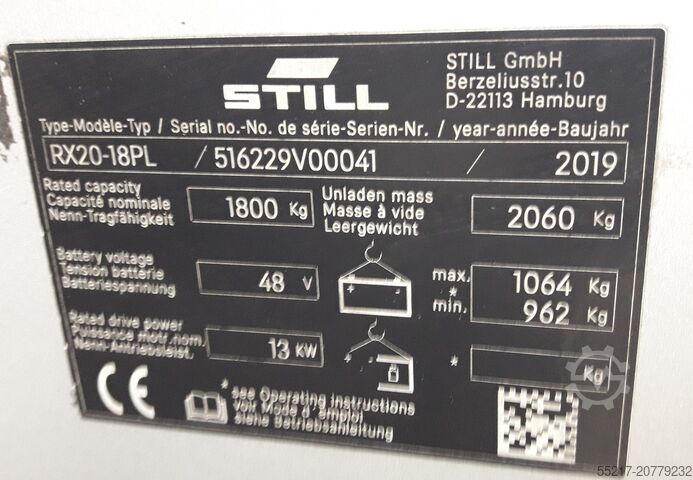 Gabelstapler / ID-Nr. V00041 STILL RX20 - 18 P