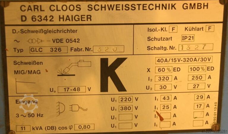 Schutzgasschweißgerät 320 A CLOOS GLC 326