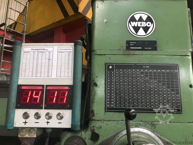 Radial drilling machine MK6, with plate field 8000 x 2100 mm, boring mill, gantry drilling machine, WEBO HRH 100 / 3000