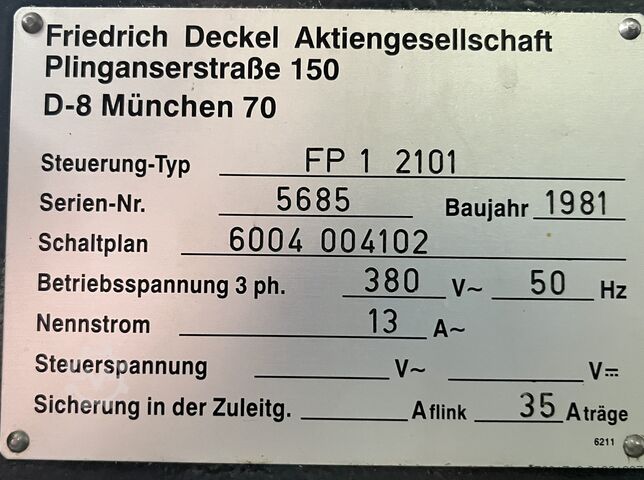 Tool milling machine Deckel FP 1 2101