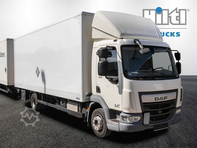 Box truck DAF LF 220 12t SAXAS KOFFER + ANHÄNGER MOESLEIN AHK