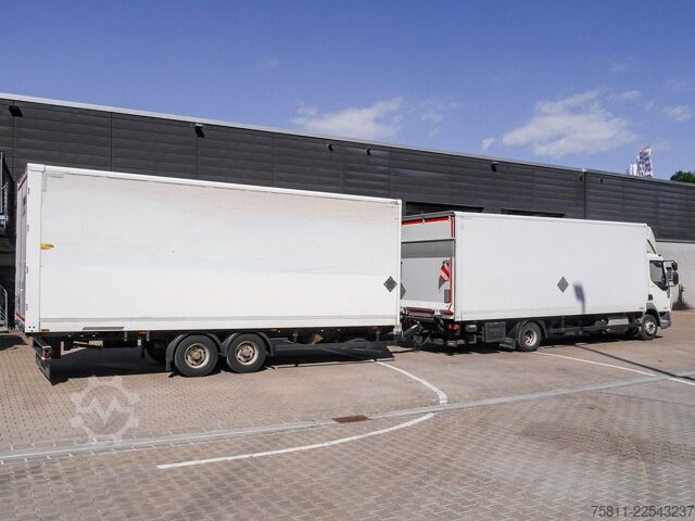 Box truck DAF LF 220 12t SAXAS KOFFER + ANHÄNGER MOESLEIN AHK