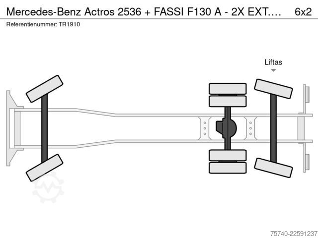 Crane Mercedes-Benz Actros 2536 + FASSI F130 A - 2X EXT. + 6X2 + HA...