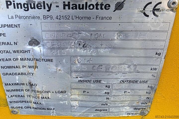 Scherenhebebühne Haulotte Compact 10N Electric, 10m Working Height, 230kg Ca