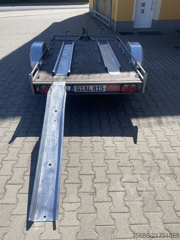 Motorcycle trailer SARIS Motorradtransporter Tieflader Einachser