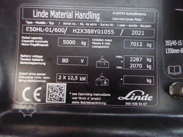Electric 4-wheel forklift Linde E50HL-01/600