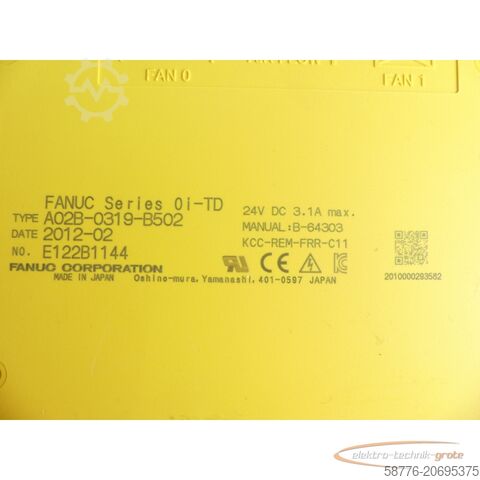 Fanuc component Fanuc A02B-0319-B502 / T Oi-TD Panel SN: E122B1144 + Tastatur A02B-0319-D519 / T