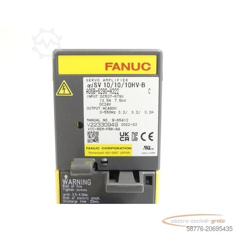 Fanuc component Fanuc A06B-6290-H322 Servo Amplifier Version: C SN:V22330949 - ! -