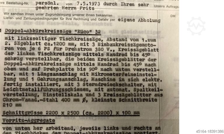 Double crosscut saw Rüco 32