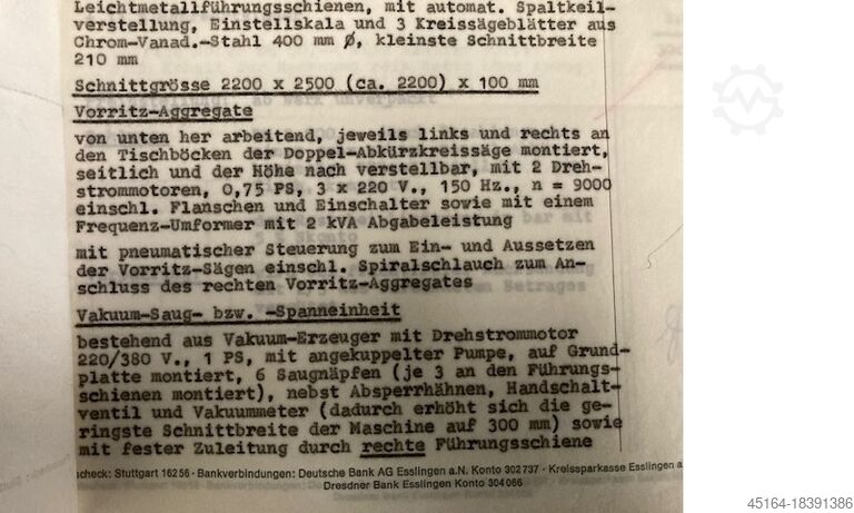 Double crosscut saw Rüco 32