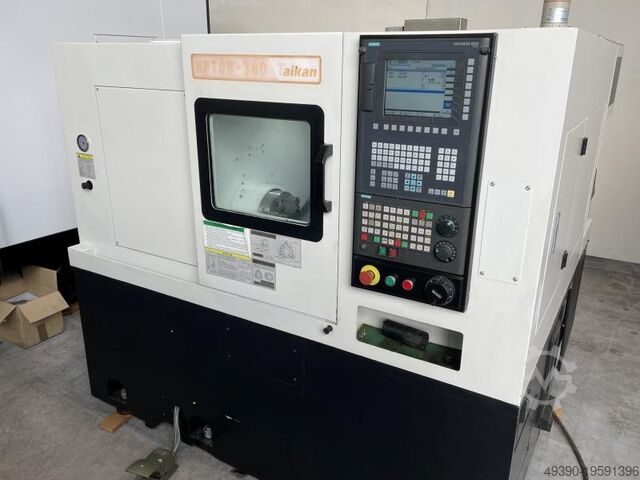 As-new CNC chuck lathe with SIEMENS Sinumerik 828 D Basic, automatic turning machine, lathe, TurnMac TAIKAN HPT 08-380