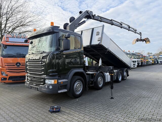 Dreiseitenkipper LKW Scania G450 8X2*6 Kipper Kran HMF 2620 K5