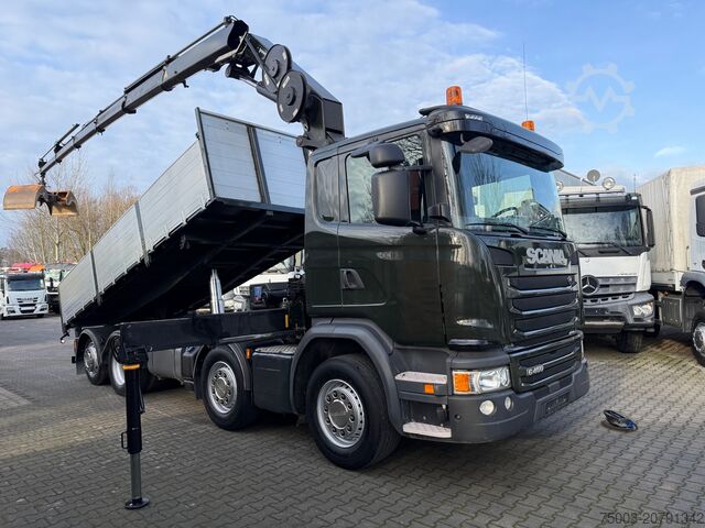 Dreiseitenkipper LKW Scania G450 8X2*6 Kipper Kran HMF 2620 K5