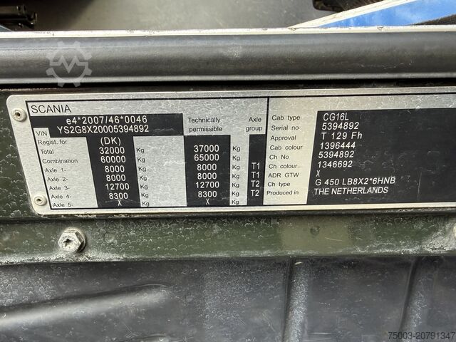 Truck mounted crane Scania G450 8X2*6 Kipper Kran HMF 2620 K5