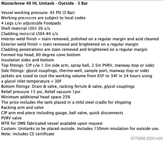 40HL insulated fermentation tanks DME 40HL Isolated Fermentation Tanks