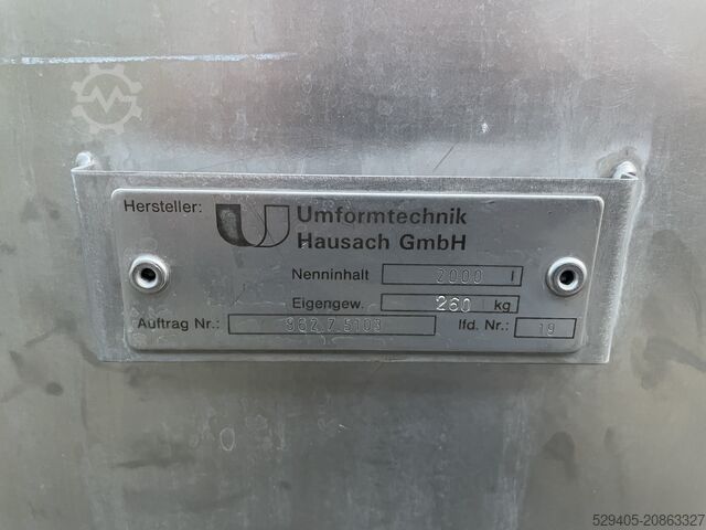 2000L Stainless Steel Container Umformtechnik Hausach -